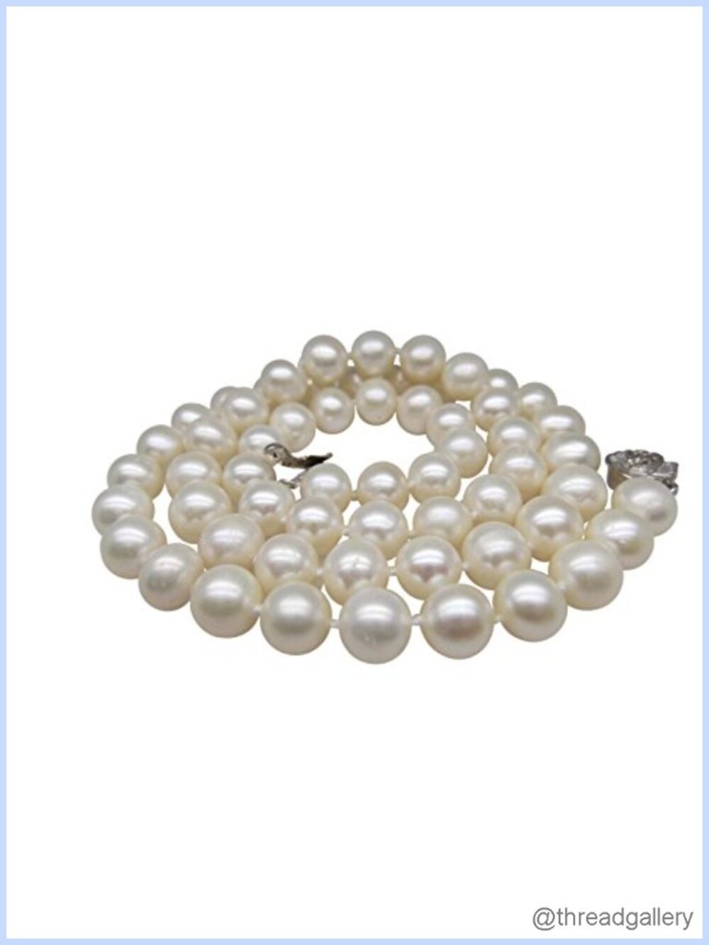 Genuine Cultured Freshwater Pearl Necklace 9-9.5mm 24 Inch 925 Sterling Silver